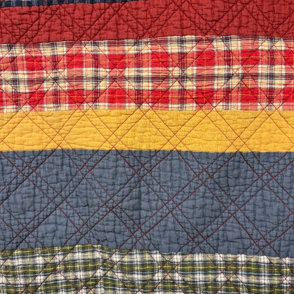 VTG Madras Patchwork Quilt Coverlet Custom Oversized Twin 81 X 76 Cottage Plaid - Picture 7 of 11